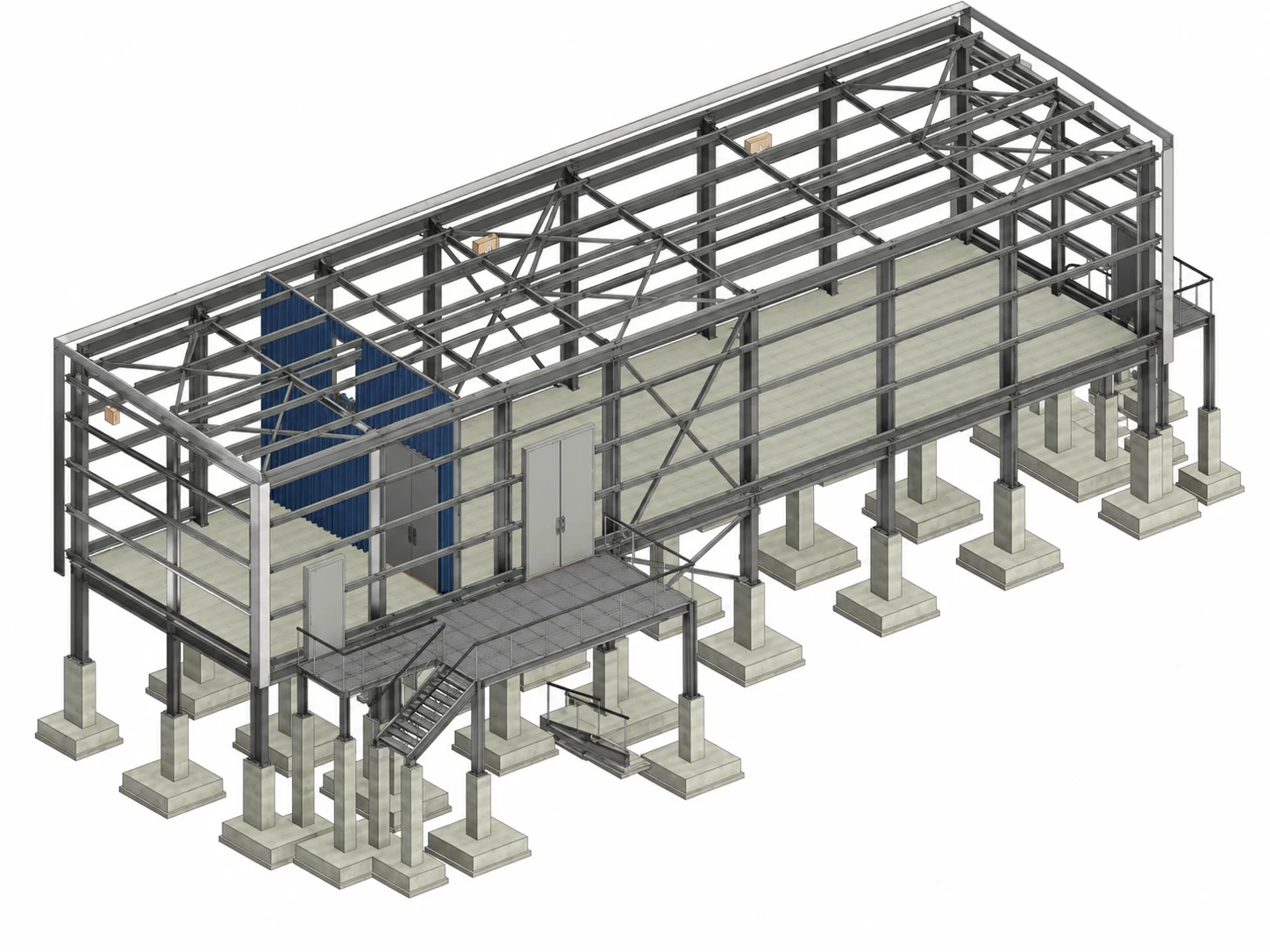 Structural steelwork and concrete foundation engineering model